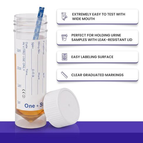 One Step Sterile 30mL Urine Sample Cups (5 Pack) - Perfect for At-Home Testing and Collection - Leak-Resistant Lids Guranteed for Safe Transportation - Wide Mouth to Make Testing Easy + Collection in Kuwait