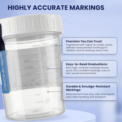 One Step Urine Sample Cups, 4 Oz (10 Pack) Specimen Cups Used for Collecting Samples that are Ready for Testing, Tight Screw on Lid that is Leak-Resistant in Kuwait