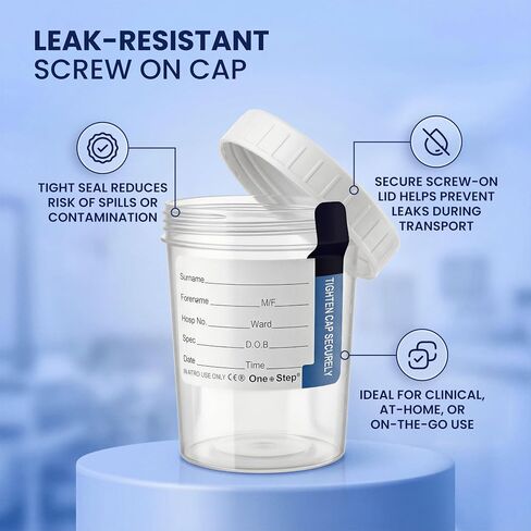 One Step Urine Sample Cups, 4 Oz (10 Pack) Specimen Cups Used for Collecting Samples that are Ready for Testing, Tight Screw on Lid that is Leak-Resistant in Kuwait