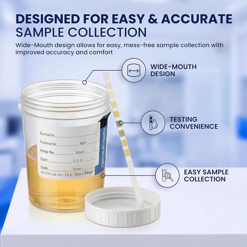One Step Urine Sample Cups, 4 Oz (10 Pack) Specimen Cups Used for Collecting Samples that are Ready for Testing, Tight Screw on Lid that is Leak-Resistant in Kuwait