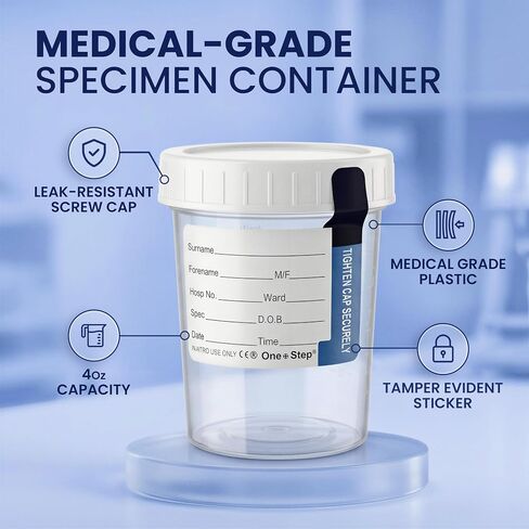 One Step Urine Sample Cups, 4 Oz (10 Pack) Specimen Cups Used for Collecting Samples that are Ready for Testing, Tight Screw on Lid that is Leak-Resistant in Kuwait