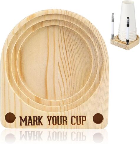 Solo Cup Holder-Wooden Cup Holder with Marker Slot Suitable for Parties,Kitchen Countertops,Picnics and All Kinds of Social Gatherings Social Gatherings in Kuwait