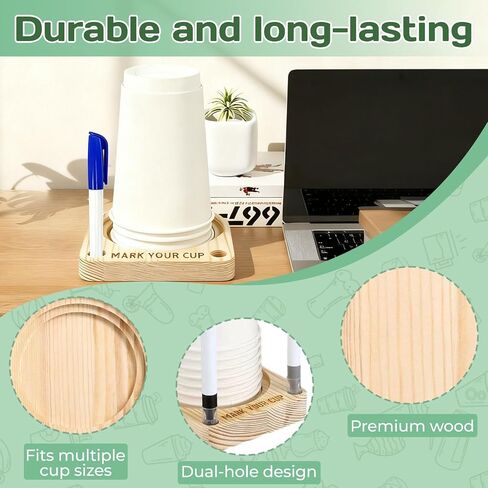 Solo Cup Holder-Wooden Cup Holder with Marker Slot Suitable for Parties,Kitchen Countertops,Picnics and All Kinds of Social Gatherings Social Gatherings in Kuwait