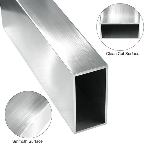 4" x 2" x12" Long Structural Square Aluminum Tube, 1/8" Wall Thickness, Seamless Tubing DIY Metal Profile for Industrial or Home Improvement Projects, 1 Pack in Kuwait