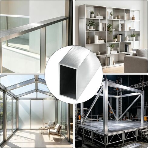 4" x 2" x12" Long Structural Square Aluminum Tube, 1/8" Wall Thickness, Seamless Tubing DIY Metal Profile for Industrial or Home Improvement Projects, 1 Pack in Kuwait