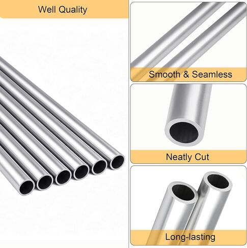 1"O.D. 2 Pcs Aluminum Structural Round Tube (.125" Wall), 12 in, Seamless, — Industrial DIY, backyard projects in Kuwait