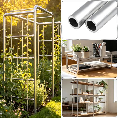 1"O.D. 2 Pcs Aluminum Structural Round Tube (.125" Wall), 12 in, Seamless, — Industrial DIY, backyard projects in Kuwait