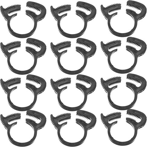M METERXITY 12-Pack Double Gripping Nylon Hose Clamps, 1/2" 12.3-13.3mmmm Double Snap Grip Adjustable Ratcheting Clamps for Connecting/Fastening/Sealing Hose/Pipes/Tubing Clamp [Black] in Kuwait