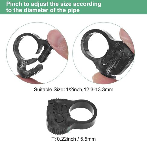 M METERXITY 12-Pack Double Gripping Nylon Hose Clamps, 1/2" 12.3-13.3mmmm Double Snap Grip Adjustable Ratcheting Clamps for Connecting/Fastening/Sealing Hose/Pipes/Tubing Clamp [Black] in Kuwait