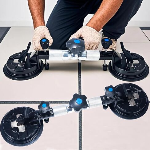 2PCS Seamless Seam Setter 90-270 Degree Adjustable Suction Cup 6Inch | Tile Corner Leveling Tensioner Countertop Leveler for Granite Stone Floor Gap Fixer Seaming Installation Gripper Joiner in Kuwait