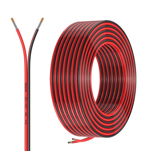 18 Gauge 2 Conductors 50FT Electrical Wire, Red Black Cable, Flexible Low Voltage PVC Copper Clad Aluminum Extension Cord for Car Speaker Wire, LED Wire,Lamps Lighting,Residential Wiring 12V/24V DC. in Kuwait