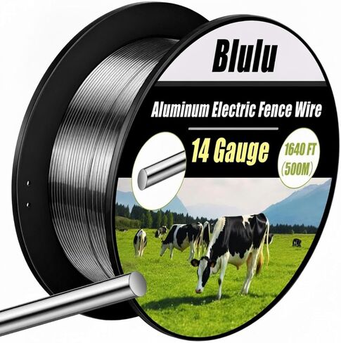 Blulu 14 Gauge Aluminum Electric Fence Wire 1640 ft for Garden Electric Chicken Craft Wire Fence Aluminum Magnesium Alloy High Conductivity and Longevity in Kuwait