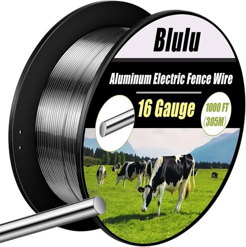 Blulu 14 Gauge Aluminum Electric Fence Wire 1640 ft for Garden Electric Chicken Craft Wire Fence Aluminum Magnesium Alloy High Conductivity and Longevity in Kuwait