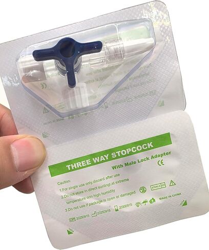 50PCS 3-Way Stopcocks with Luer Connection, Sterile Individually Packed, Flexible Extension Tube for Fluid Control, Home DIY and Laboratory Use in Kuwait