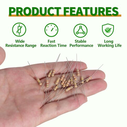100Values 1000PCS 1/2W Resistor Kit Carbon Film Resistors Assortment 1 Ohm to 5.6M Ohm 1/2Watt 5% Resistencia Eléctrica Assorted Set in Kuwait