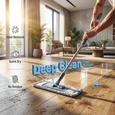 12pcs Floor Cleaner Tablets Hard Floor Cleaner Tablets Pre-Measured Dissolvable Cleaning Solution for Multiple Hard Floors, Tile, Vinyl, Hardwood, Compatible with Robot Mops & Wet/Dry Vacuums in Kuwait