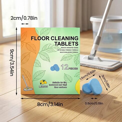 12pcs Floor Cleaner Tablets Hard Floor Cleaner Tablets Pre-Measured Dissolvable Cleaning Solution for Multiple Hard Floors, Tile, Vinyl, Hardwood, Compatible with Robot Mops & Wet/Dry Vacuums in Kuwait