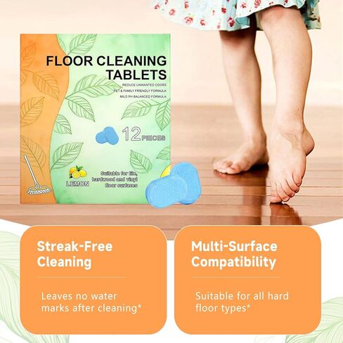 24 pcs Floor Cleaner Tablets Hard Floor Cleaner Tablets Pre-Measured Dissolvable Cleaning Solution for Multiple Hard Floors, Tile, Vinyl, Hardwood, Compatible with Robot Mops & Wet/Dry Vacuums in Kuwait
