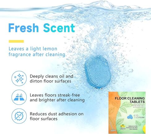 24 pcs Floor Cleaner Tablets Hard Floor Cleaner Tablets Pre-Measured Dissolvable Cleaning Solution for Multiple Hard Floors, Tile, Vinyl, Hardwood, Compatible with Robot Mops & Wet/Dry Vacuums in Kuwait
