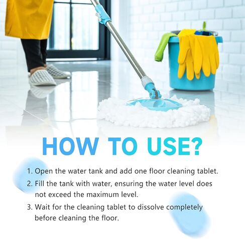 24 pcs Floor Cleaner Tablets Hard Floor Cleaner Tablets Pre-Measured Dissolvable Cleaning Solution for Multiple Hard Floors, Tile, Vinyl, Hardwood, Compatible with Robot Mops & Wet/Dry Vacuums in Kuwait