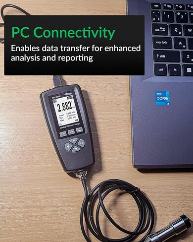 Coating Thickness Gauge CM-208Z – 0-3000µm (0-120 mils) Industrial Paint Thickness Meter, 0.001mil Resolution, External Probe, Fe/NFe Auto Detection, USB Data Export in Kuwait