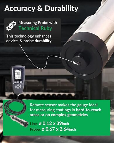 Coating Thickness Gauge CM-208Z – 0-3000µm (0-120 mils) Industrial Paint Thickness Meter, 0.001mil Resolution, External Probe, Fe/NFe Auto Detection, USB Data Export in Kuwait