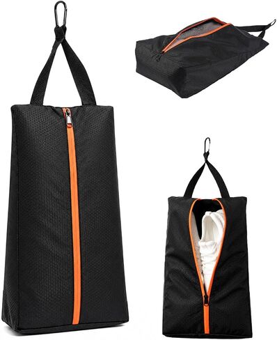 Golf Shoe Cleat Bag, 1pc Waterproof Golf Shoes Bag with Orange Zipper, Sport Shoes Storage Bags for Travel, Running, Gym, Soccer, Car Shoe Organizer-1pc Orange in Kuwait