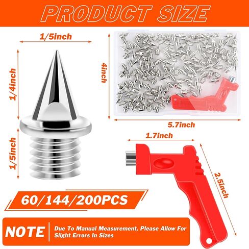 1/4Inch Track Spikes, Stainless Steel Pyramid Spikes for Track and Running Sprinting Cross Country Golf Shoes Spikes in Kuwait