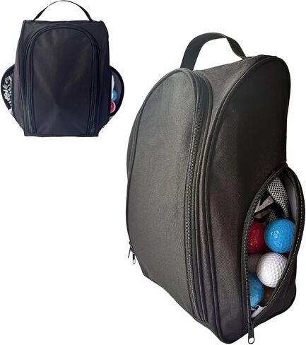 Golf Shoe Carry Bag, Zippered Sports Shoe Bag with Side Accessory Pockets for Storing Golf Accessories (Black/Mesh Pocket) in Kuwait