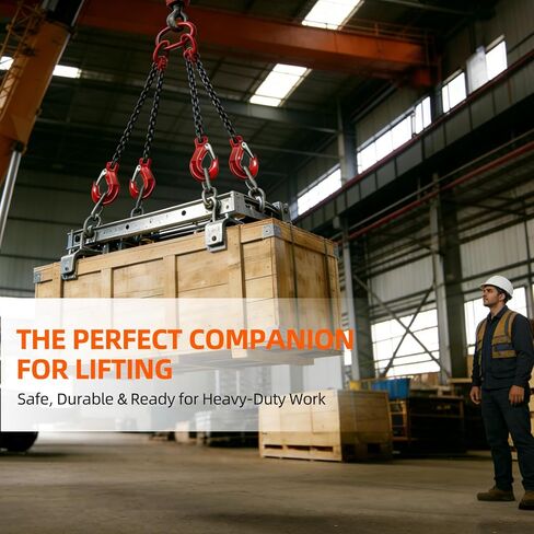 3 Ton (6,600 LBS) Chain Sling, 5/16" x 5' 2-Leg Lifting Chain with Grab Hooks, G80 Load Rated for Hoisting, Lifting & Rigging (5/16" x 5' - 4 Leg) in Kuwait