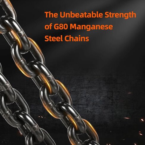 3 Ton (6,600 LBS) Chain Sling, 5/16" x 5' 2-Leg Lifting Chain with Grab Hooks, G80 Load Rated for Hoisting, Lifting & Rigging (5/16" x 5' - 4 Leg) in Kuwait
