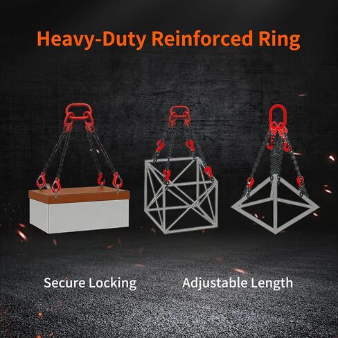 3 Ton (6,600 LBS) Chain Sling, 5/16" x 5' 2-Leg Lifting Chain with Grab Hooks, G80 Load Rated for Hoisting, Lifting & Rigging (5/16" x 5' - 4 Leg) in Kuwait
