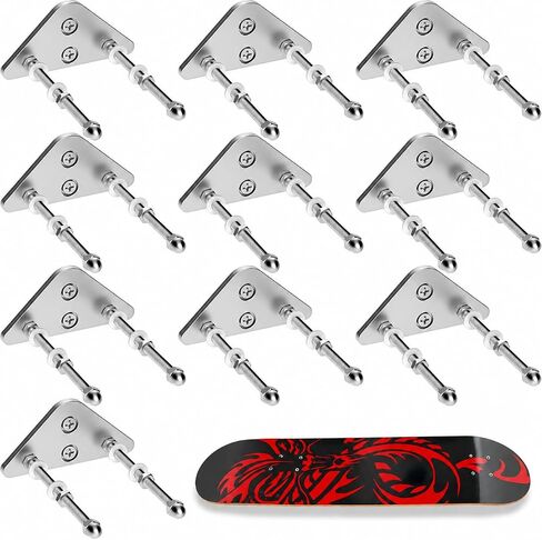 6/10-Pack Skateboard Wall Mount Hanger, Aluminum Skateboard Holder with Dual Screw Holes for Display Skateboard Deck Storage Horizontal and Floats Vertically, Silver Triangle in Kuwait