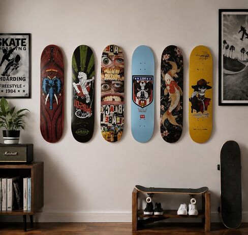 6/10-Pack Skateboard Wall Mount Hanger, Aluminum Skateboard Holder with Dual Screw Holes for Display Skateboard Deck Storage Horizontal and Floats Vertically, Silver Triangle in Kuwait