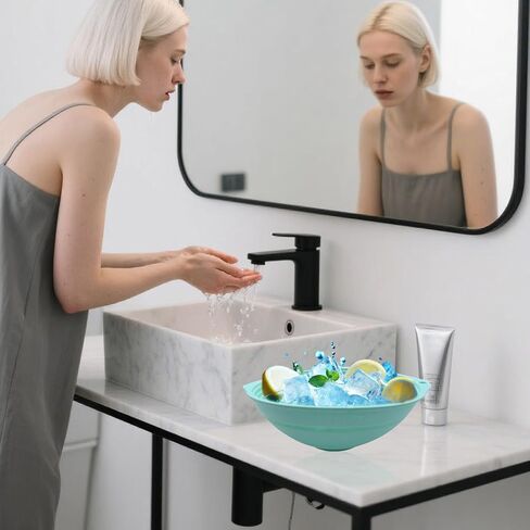 Ice Facial Bowl | Face Tub for Ice Bath | Foldable Water Basin, Reusable Silicone Solution for Morning Women Mother Friends Girls Sisters in Kuwait