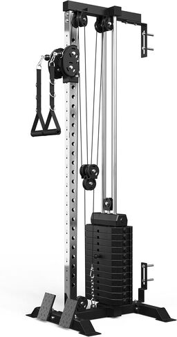 Mikolo Wall Mount Cable Machine, 190lb Weight Stack Cable Station, All in One Machine with Dual Pulley System and 27 Positions for Home Gym Fitness Equipment, Black in Kuwait