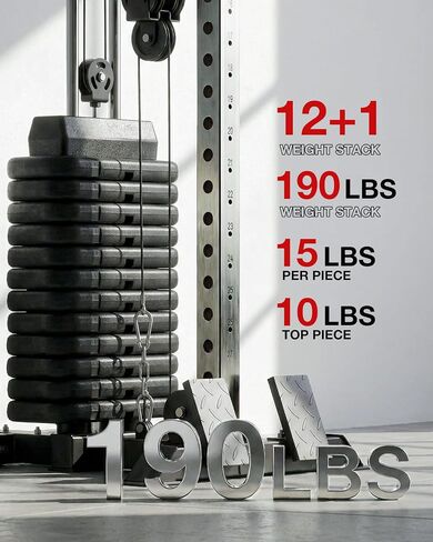 Mikolo Wall Mount Cable Machine, 190lb Weight Stack Cable Station, All in One Machine with Dual Pulley System and 27 Positions for Home Gym Fitness Equipment, Black in Kuwait