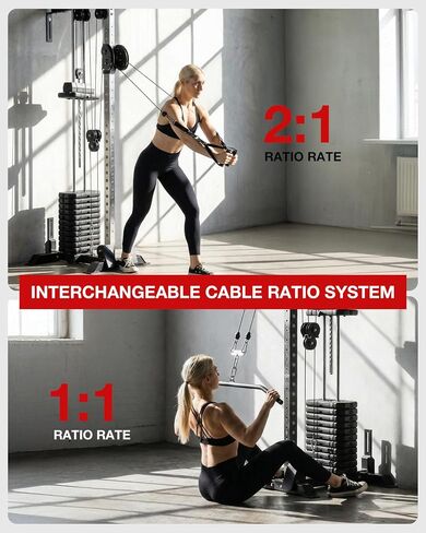 Mikolo Wall Mount Cable Machine, 190lb Weight Stack Cable Station, All in One Machine with Dual Pulley System and 27 Positions for Home Gym Fitness Equipment, Black in Kuwait