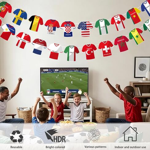 راية كأس العالم لكرة القدم 2026 - 50 قطعة من أعلام سلسلة على شكل جيرسي دولي، إكليل دول كرة القدم العالمية لديكورات الحفلات الرياضية، وزخارف منطقة المعجبين، ورايات البلاد العالمية in Kuwait