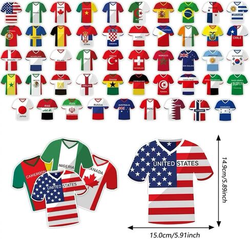 49pcs International Soccer Country Flag Jersey Banner, 2026 World Cup Soccer Jersey Flag Bunting Banner for Soccer Viewing Parties, Sports Themed Parties, Fan Cave & Global Football Event Decorations in Kuwait