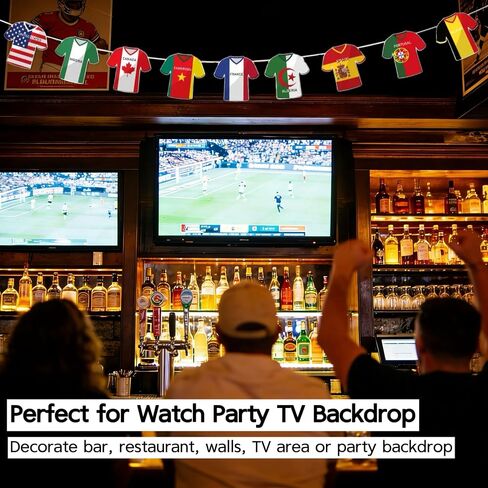 49pcs International Soccer Country Flag Jersey Banner, 2026 World Cup Soccer Jersey Flag Bunting Banner for Soccer Viewing Parties, Sports Themed Parties, Fan Cave & Global Football Event Decorations in Kuwait