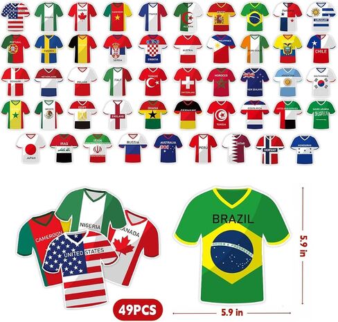 49 قطعة 2026 كأس العالم لكرة القدم جيرسي راية الرايات - أعلام كأس العالم ديكورات البضائع للأحداث الرياضية، والحفلات التي تحمل عنوان كرة القدم، والمهرجانات الأولمبية والاحتفالات المنزلية والمكتب وديكور الحفلات (ليس من بين أفضل 48 فريقًا) in Kuwait