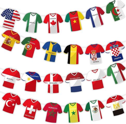 49 قطعة 2026 كأس العالم لكرة القدم جيرسي راية الرايات - أعلام كأس العالم ديكورات البضائع للأحداث الرياضية، والحفلات التي تحمل عنوان كرة القدم، والمهرجانات الأولمبية والاحتفالات المنزلية والمكتب وديكور الحفلات (ليس من بين أفضل 48 فريقًا) in Kuwait