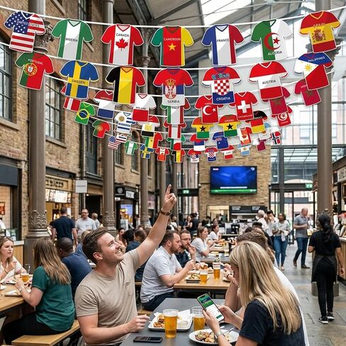 World Cup Decorations, 49 Countries Bunting Banner for World Cup Parties and Sports Events, Soccer Jersey Flag Garland in Kuwait