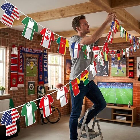 World Cup Decorations, 49 Countries Bunting Banner for World Cup Parties and Sports Events, Soccer Jersey Flag Garland in Kuwait
