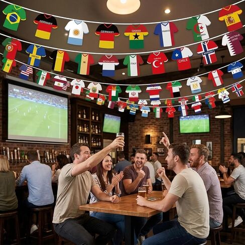 World Cup Decorations, 49 Countries Bunting Banner for World Cup Parties and Sports Events, Soccer Jersey Flag Garland in Kuwait