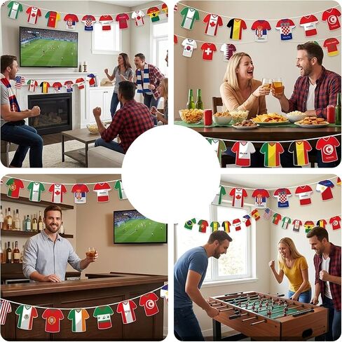 World Cup Decorations, 49 Countries Bunting Banner for World Cup Parties and Sports Events, Soccer Jersey Flag Garland in Kuwait
