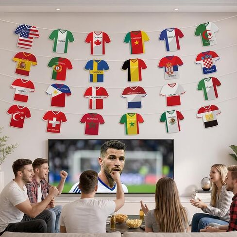 لافتة الرايات للكأس الدولية 2026، ديكورات الكأس الدولية، 49 قطعة من الجيرسيه لكرة القدم المستقلة راية الرايات للحفلات الرياضية، وحفلات المشاهدة والاحتفالات الخارجية in Kuwait