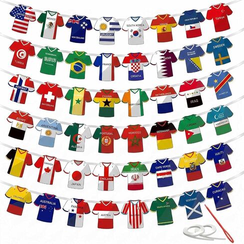 For 2026 World Soccer Cup 48 Countries Jersey Flags Bunting Banner, International Country String Flags for Watch Sports Party Decorations, Fan Merchandise, Outdoor Event Celebrations, Bar, Restaurant in Saudi Arabia