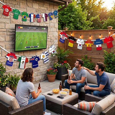For 2026 World Soccer Cup 48 Countries Jersey Flags Bunting Banner, International Country String Flags for Watch Sports Party Decorations, Fan Merchandise, Outdoor Event Celebrations, Bar, Restaurant in Saudi Arabia